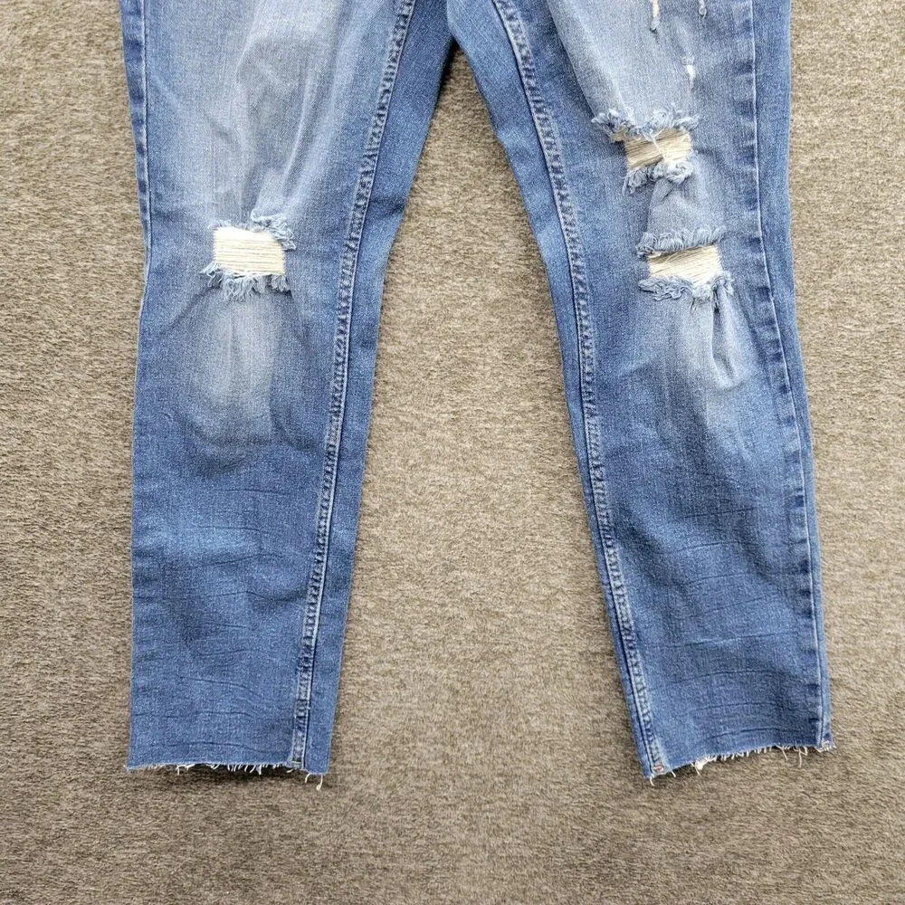 Calvin Klein Jeans Women's 24P Blue Distressed High Rise Straight Leg NWT - Picture 3 of 12